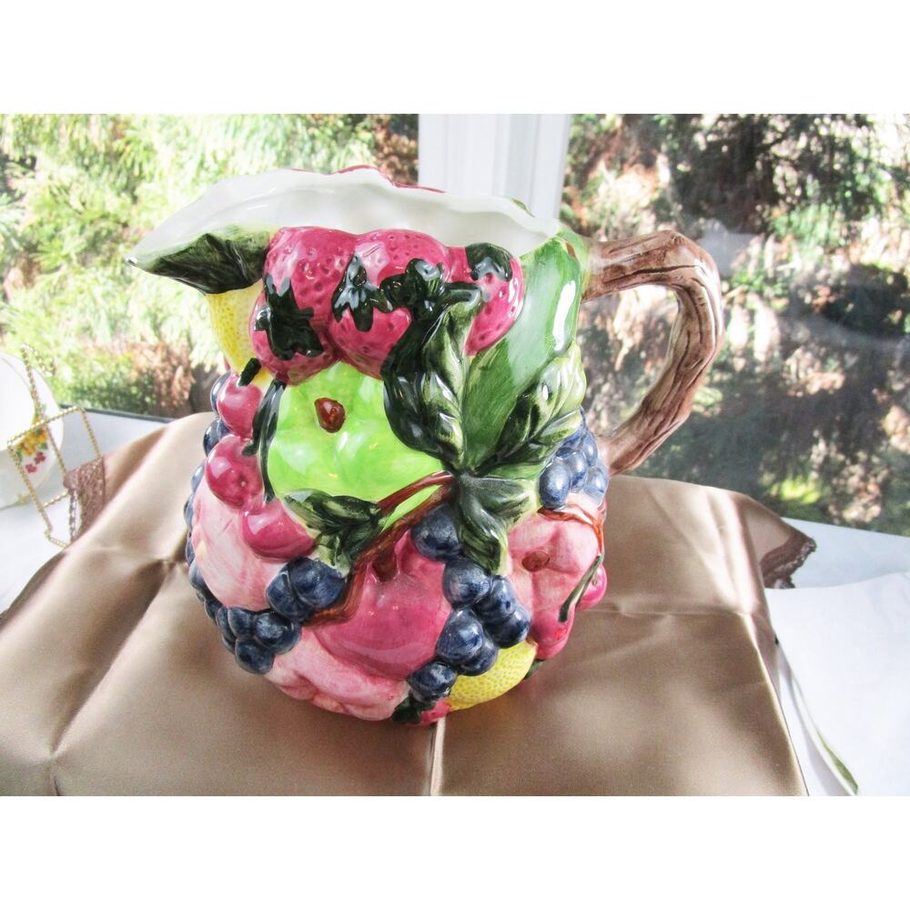 Country Orchard by Block, Handpainted Fruit Pitcher, Vintage by Gear